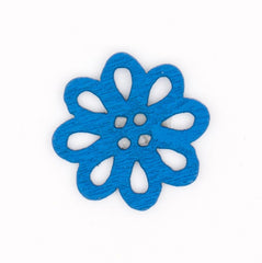 Kleurrijke Blauwe Houten Bloemknoop - 20x21 mm Knopen KNP00054