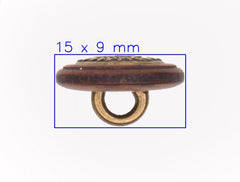 Knoop met Schild Ontwerp - 15 mm met Gouden Accent Knopen KNP00194