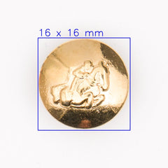 Luxe Gouden Metalen Knoop met Ruitermotief 16x16 mm Knopen KNP00132