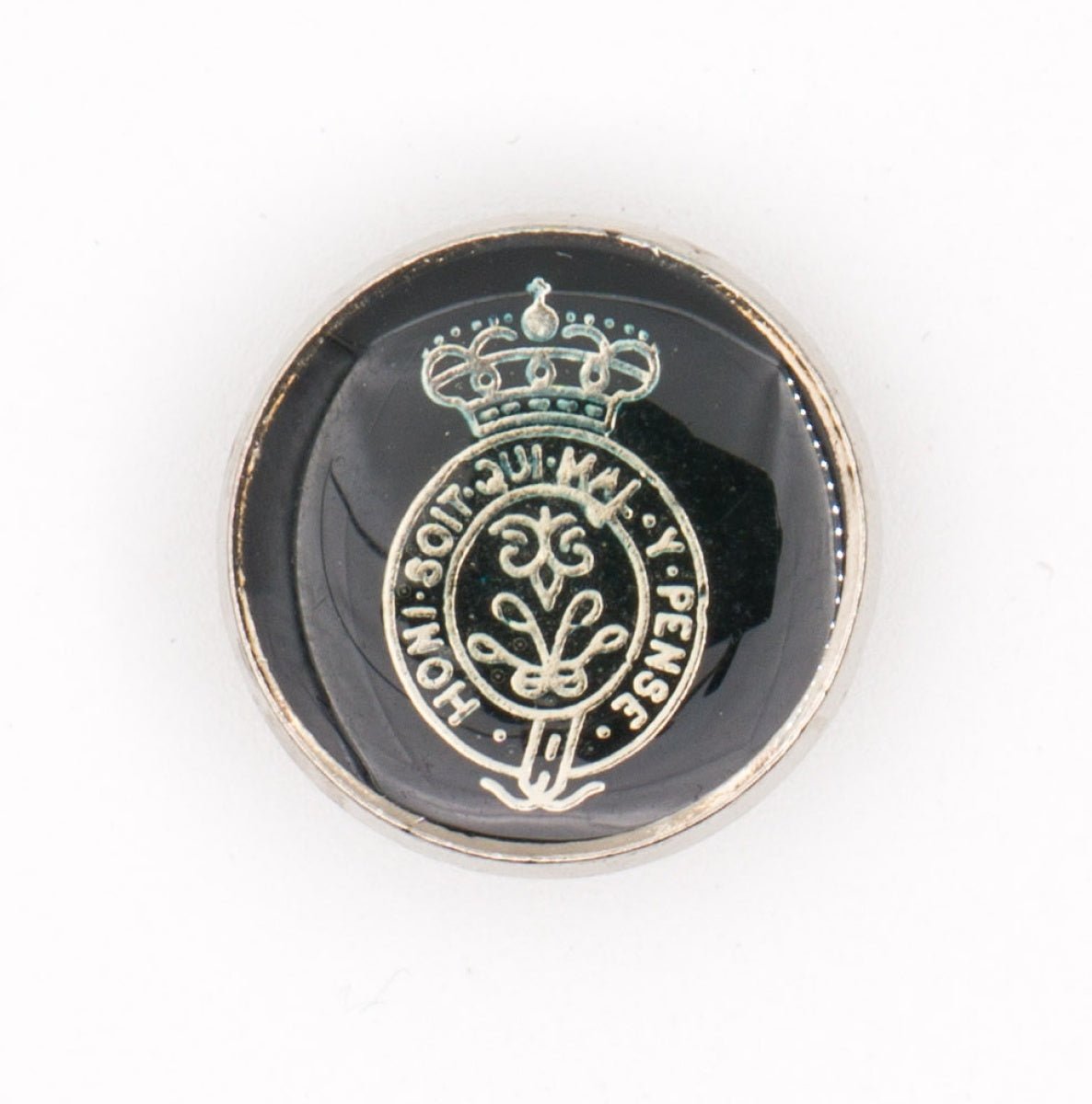 Luxe Zwarte Metalen Knoop met Kroonmotief 20 mm Knopen KNP00151