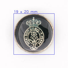 Luxe Zwarte Metalen Knoop met Kroonmotief 20 mm Knopen KNP00151