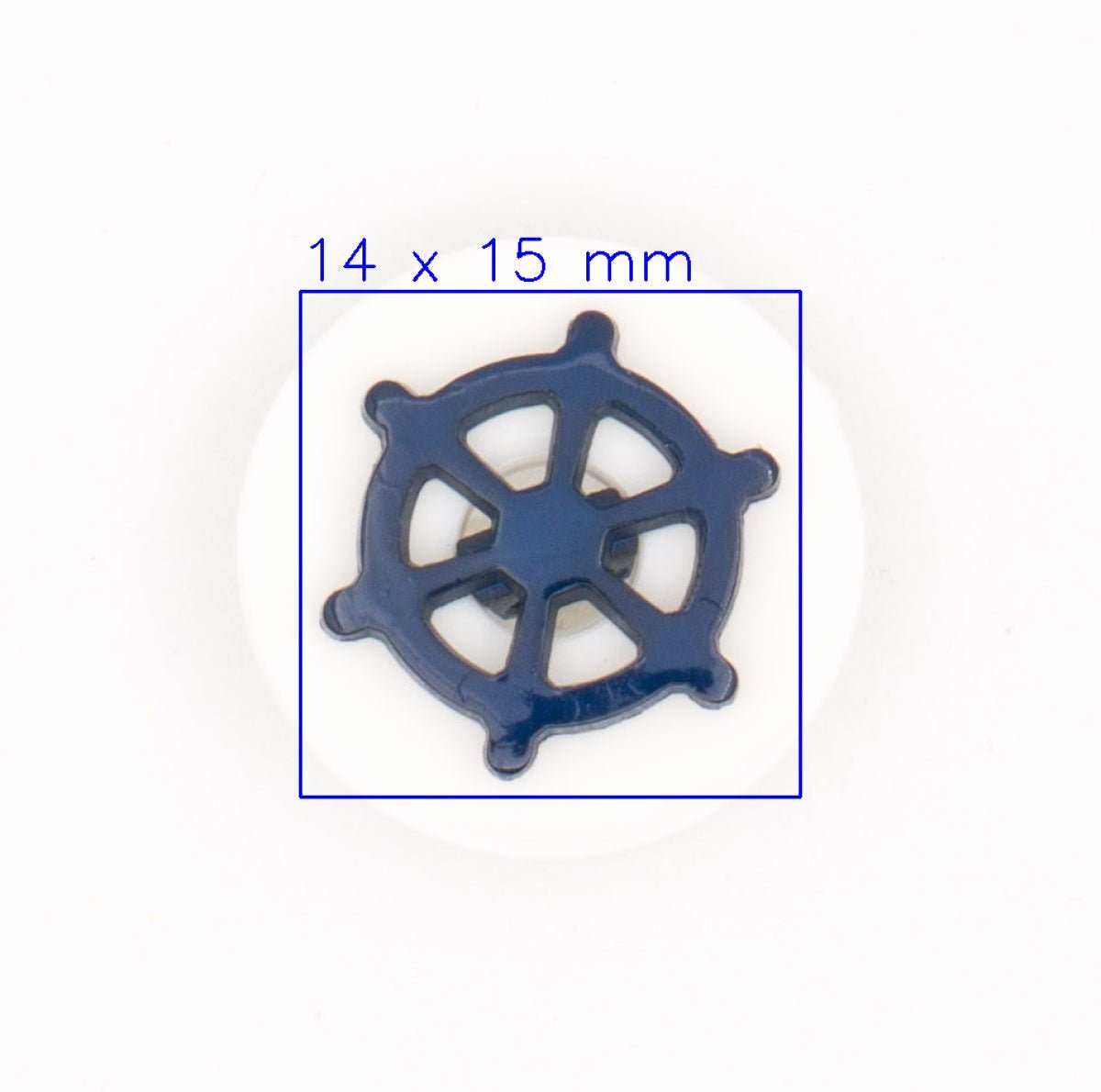 Maritieme Stuurwiel Knoop, Blauw op Wit Knopen KNP00089