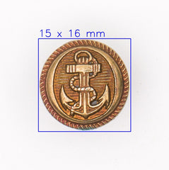 Metalen Anker Knoop - 15x16 mm Brons met Schacht Knopen KNP00192