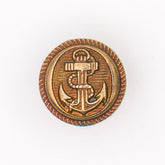 Bouton ancre en bronze avec détail de corde et fond texturé, 15x16mm. KNP00192