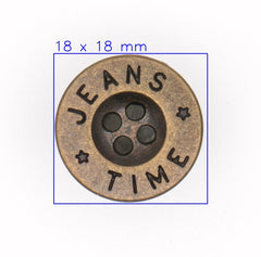 Metalen JEANS TIME Knoop - 18 mm Brons Knopen KNP00226