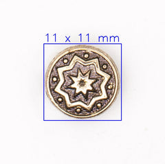 Metalen Knoop met Sterpatroon - 11 mm Zilver/Brons Knopen KNP00227