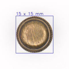 Metalen Textuur Knoop - 15 mm Brons met Schacht Knopen KNP00206