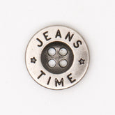 Moderne Plastic Jeansknoop JEANS TIME 18x18 mm met Zilveren Look Knopen KNP00148