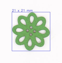 Mosgroene Bloemvormige Houten Knoop 21x21mm Knopen KNP00094