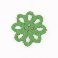 Mosgroene Bloemvormige Houten Knoop 21x21mm Knopen KNP00094