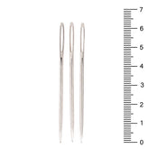 Three silver sewing needles with large eyes, shown next to a ruler. COSE-10216.014 1021260140000