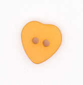 A single, matte orange heart-shaped button with two holes, presented on a white background. KNP00034