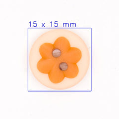 Oranje Bloemvormige Knoop 15mm Knopen KNP00124