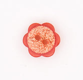 A single orange glitter flower-shaped button with two holes, 11x11mm. KNP00038