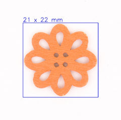 Oranje Houten Bloem Knoop 21x22mm Knopen KNP00043