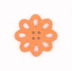 Oranje Houten Bloem Knoop 21x22mm Knopen KNP00043