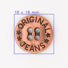 Originele Jeans Plastic Knoop met Koperen Metaal Uiterlijk 18x18 mm Knopen KNP00155