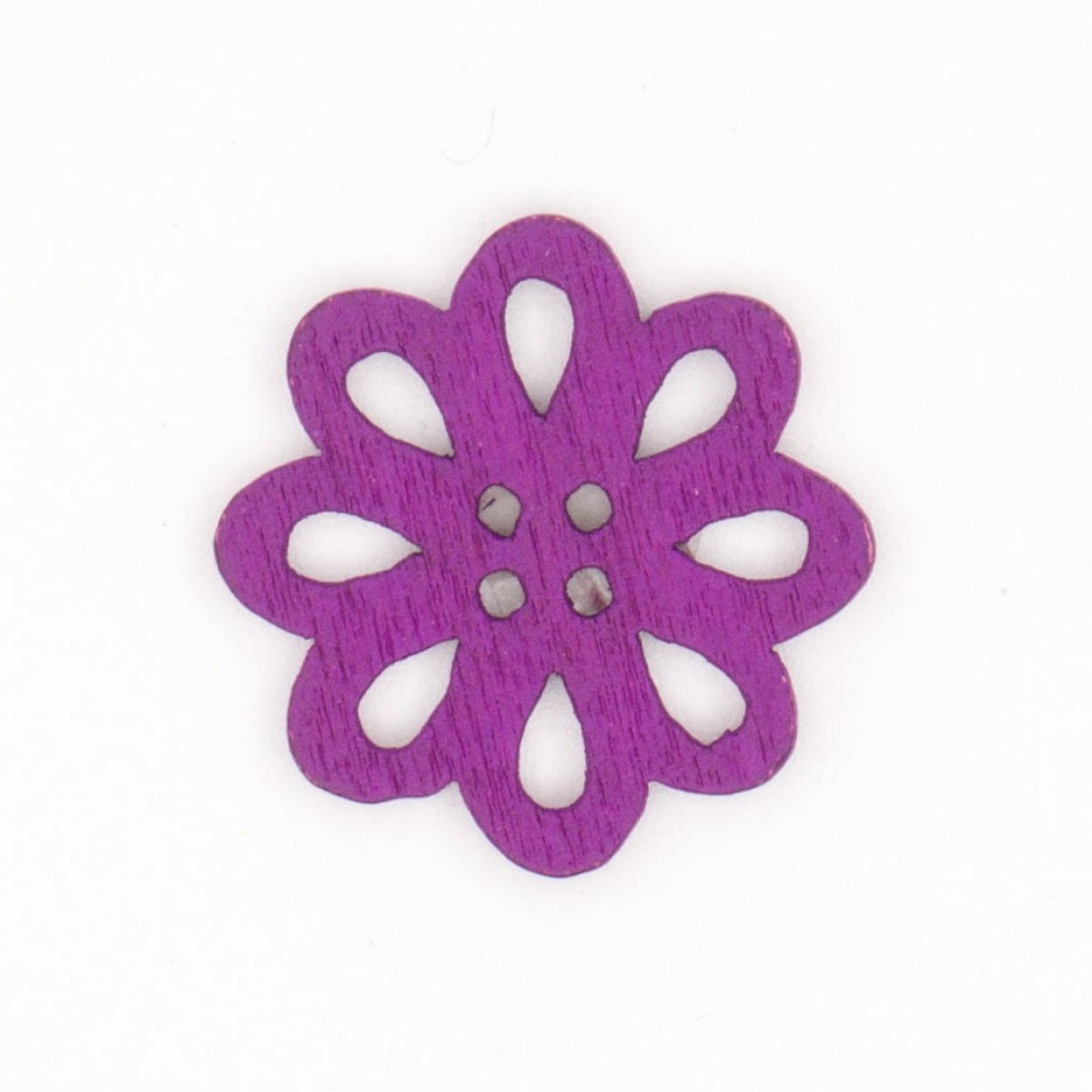 Paarse Houten Bloem Knoop 21x21mm Knopen KNP00064