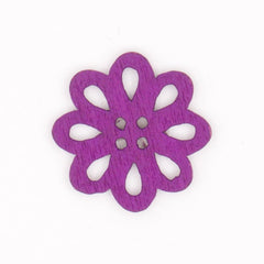 Paarse Houten Bloem Knoop 21x21mm Knopen KNP00064
