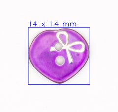Paarse Parelmoer Knoop met Strikje 14x14 mm Knopen KNP00057
