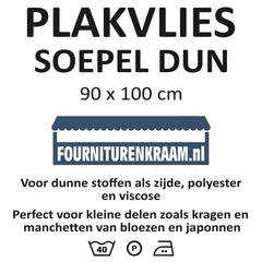 Plakvlies soepel dun 90x100cm Vlieseline PLAKVLIES - DUN - WIT - 90X100 Wit