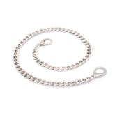 Zilveren broekketting met twee karabijnhaken, 40 cm. KETTING-ZILV-40