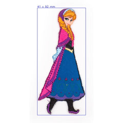 Prinses Anna in blauwe jurk strijk applicatie Applicatie FROZEN - 3405