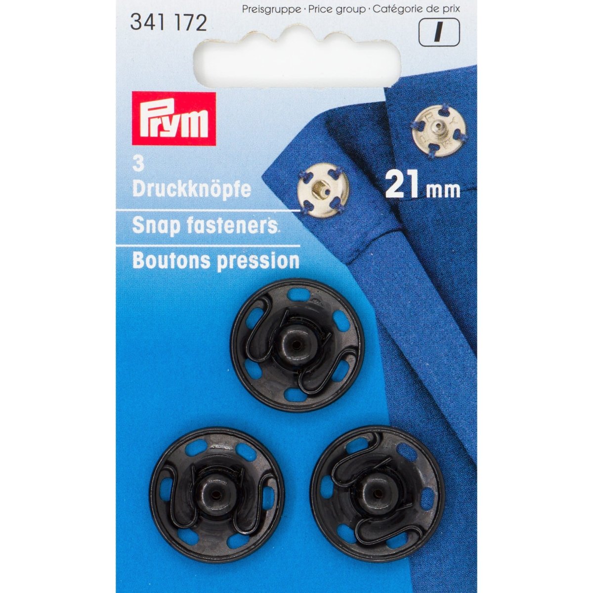 Prym Drukknopen opnaaibaar zwart 21mm 341172 Drukknopen PRM341172 4002273411725