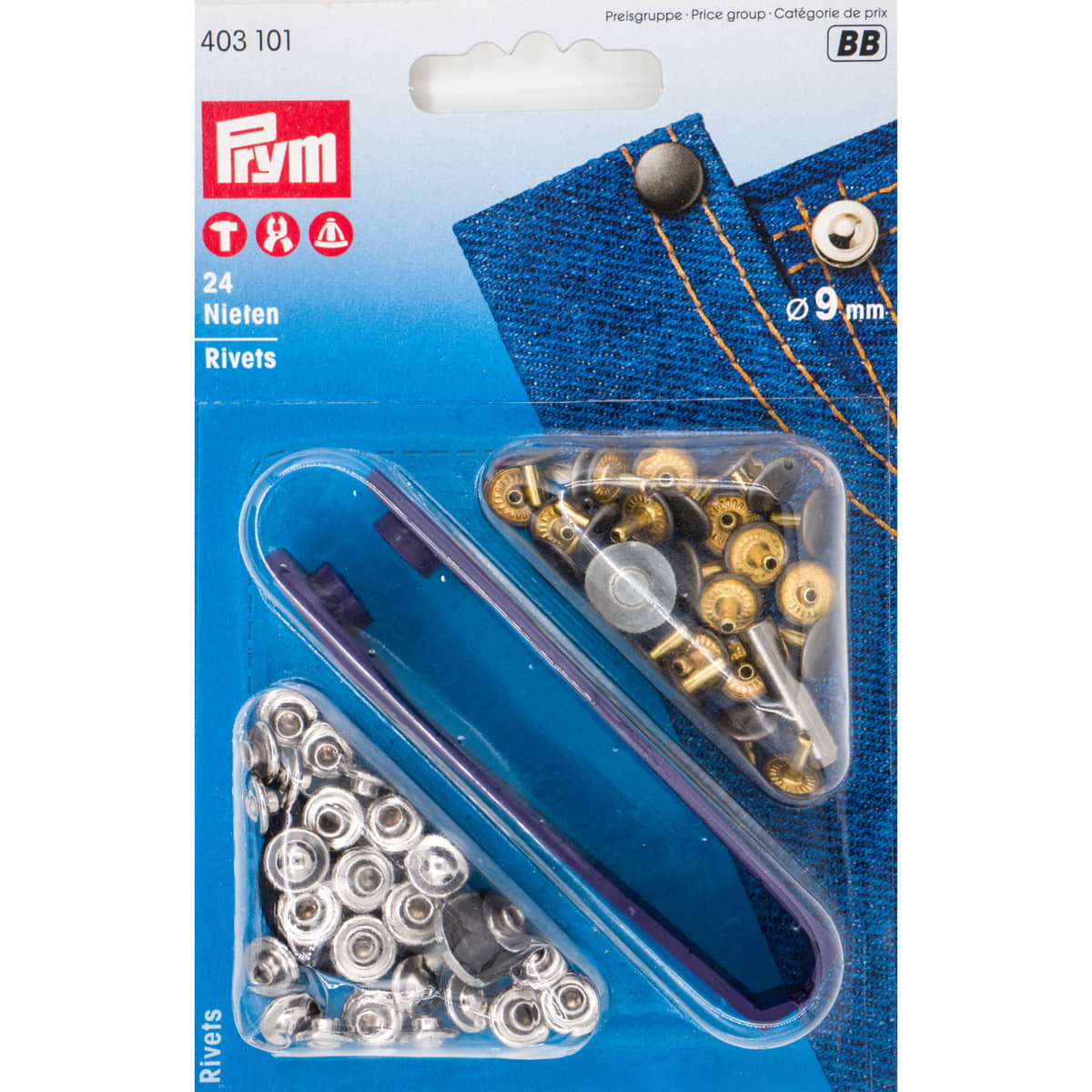 Prym Nieten voor jeans 9mm - oudijzer - 403101 Siernieten PRYM403101 4002274031014