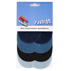 Reparatiedoek mini jeansstukken denim 6x4cm 8 stuks Repraratiedoek RPD00001