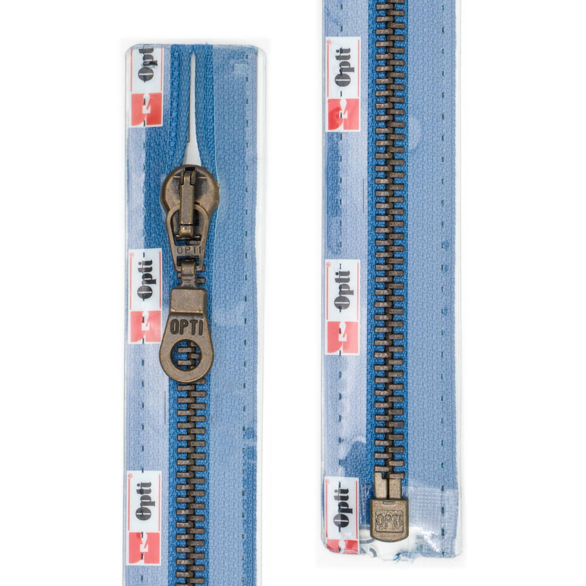 Rits deelbaar | Opti | metaal brons M60 | 40 cm | 235 blauw Rits OPTI-D-M60-BRONS-40-CM-235-BLAUW - Fourniturenkraam.nl
