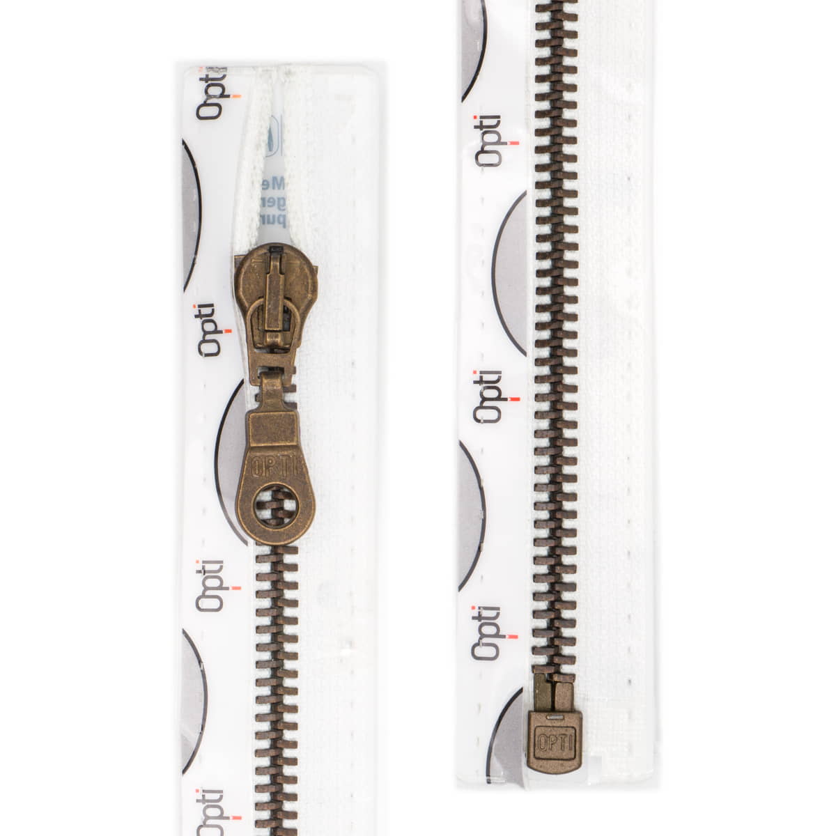 Rits deelbaar | Opti | metaal brons M60 | 45 cm | 009 wit Deelbare Rits OPTI - D - M60 - BRONS - 45 - CM - 009 - WIT