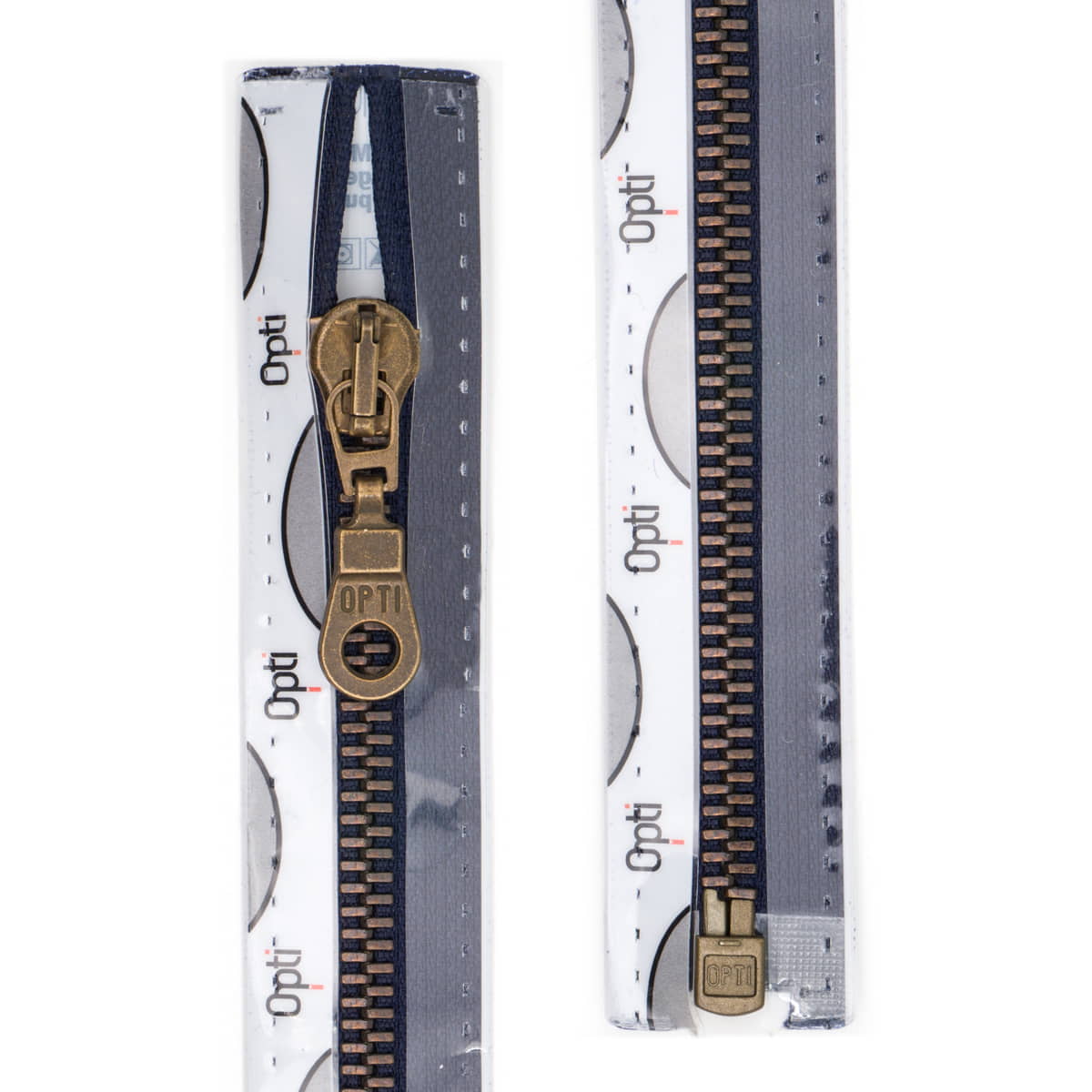 Rits deelbaar | Opti | metaal brons M60 | 60 cm | 210 donkerblauw Deelbare Rits OPTI - D - M60 - BRONS - 60 - CM - 210 - DONKERBLAUW