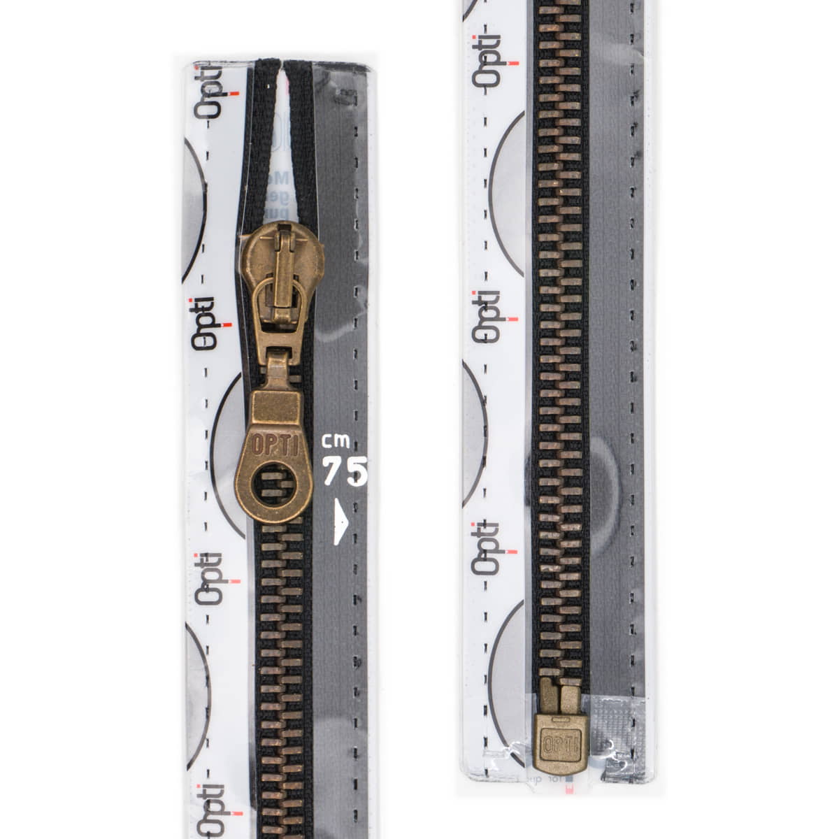 Rits deelbaar | Opti | metaal brons M60 | 75 cm | 000 zwart Deelbare Rits OPTI - D - M60 - BRONS - 75 - CM - 000 - ZWART