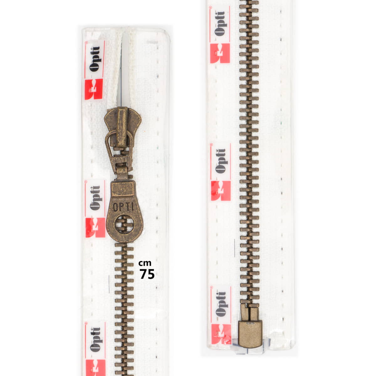 Rits deelbaar | Opti | metaal brons M60 | 75 cm | 089 gebroken wit Deelbare Rits OPTI - D - M60 - BRONS - 75 - CM - 089 - GERBOKEN - WIT