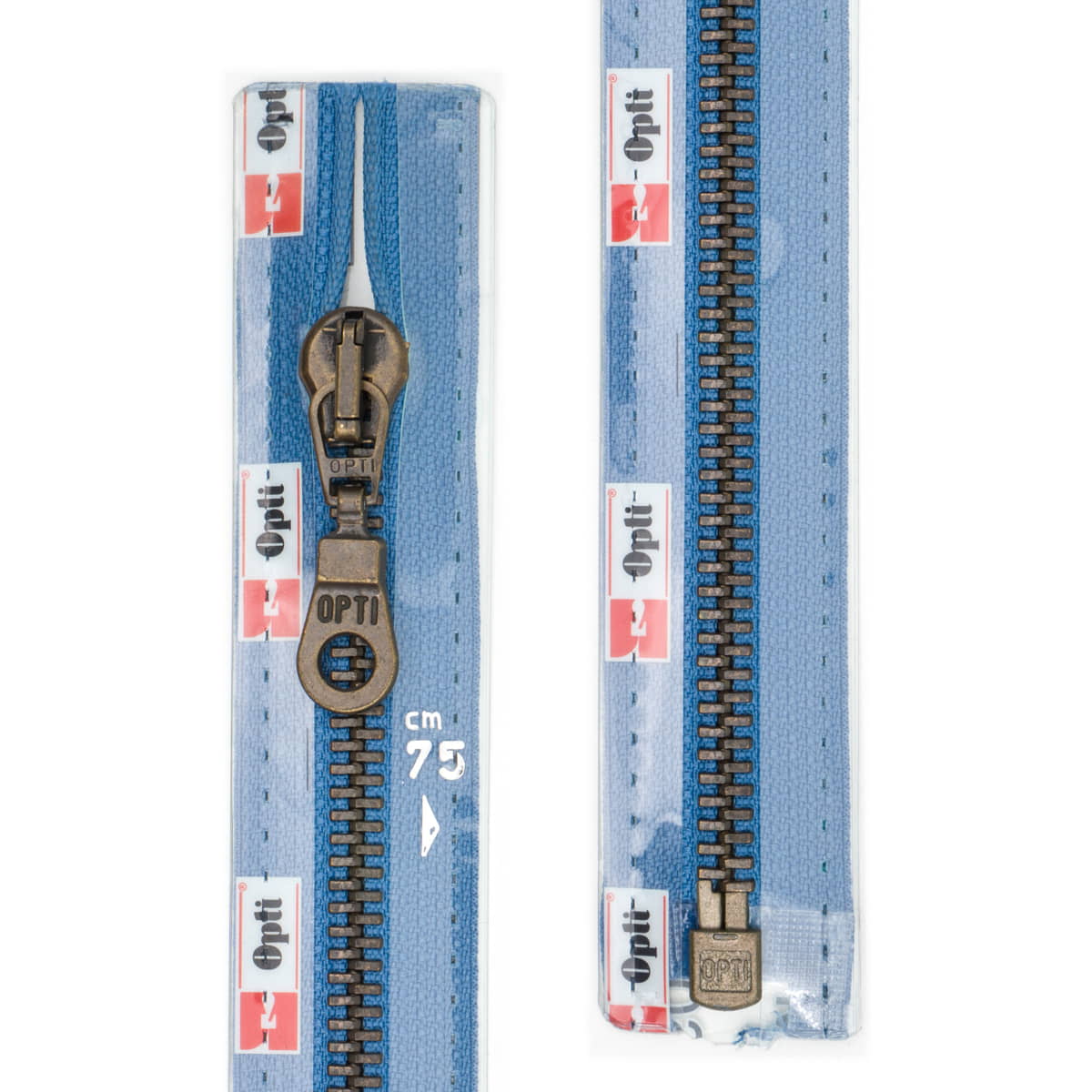 Rits deelbaar | Opti | metaal brons M60 | 75 cm | 235 blauw Deelbare Rits OPTI - D - M60 - BRONS - 75 - CM - 235 - BLAUW