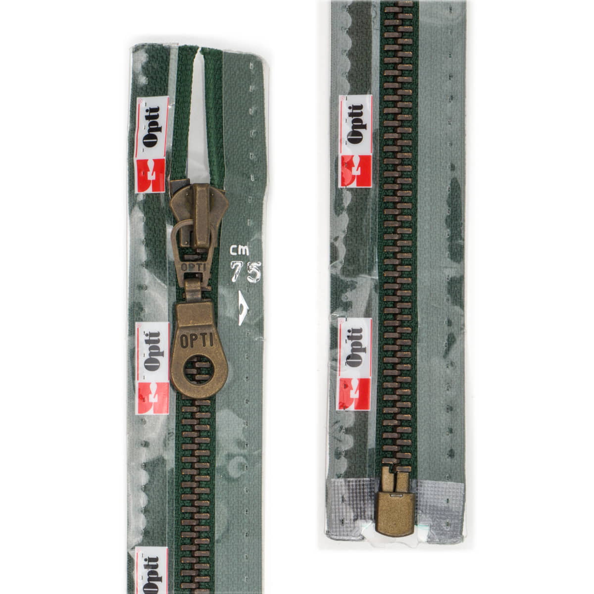 Rits deelbaar | Opti | metaal brons M60 | 75 cm | 461 donkergroen Rits OPTI-D-M60-BRONS-75-CM-461-DONKERGROEN - Fourniturenkraam.nl