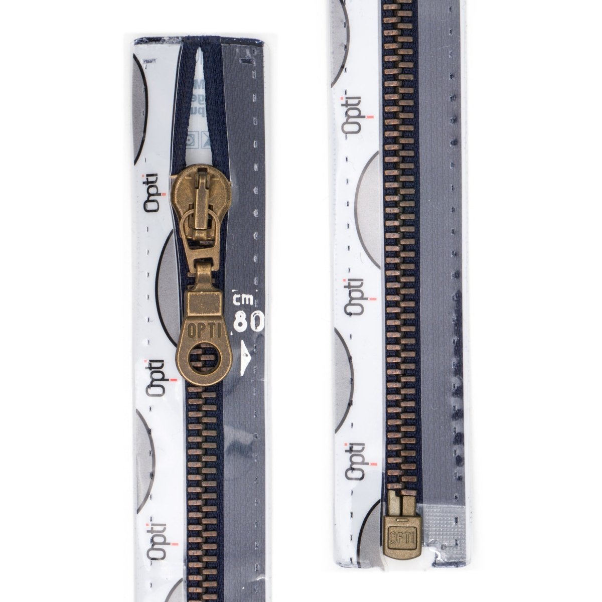 Rits deelbaar | Opti | metaal brons M60 | 80 cm | 210 donkerblauw Deelbare Rits OPTI - D - M60 - BRONS - 80 - CM - 210 - DONKERBLAUW 4008003902921