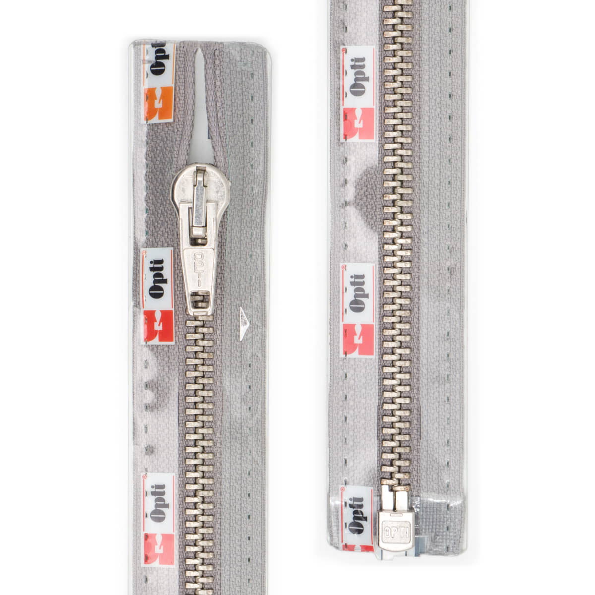 Rits deelbaar | Opti | metaal zilver M60 | 40 cm | 004 lichtgrijs Rits OPTI-D-M60-ZILVER-40-CM-004-LICHTGRIJS - Fourniturenkraam.nl