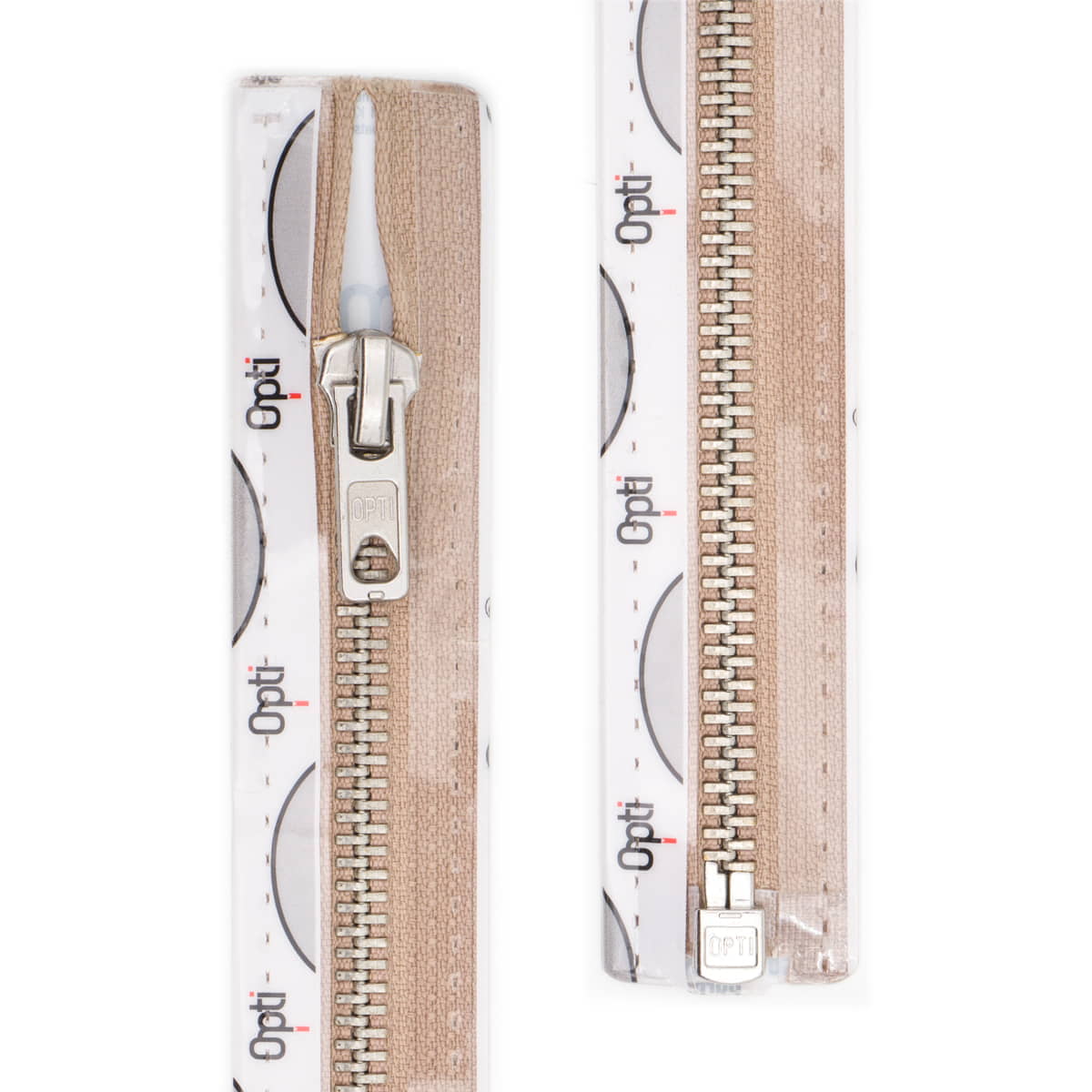 Rits deelbaar | Opti | metaal zilver M60 | 50 cm | 886 beige Deelbare Rits OPTI - D - M60 - ZILVER - 50 - CM - 886 - BEIGE