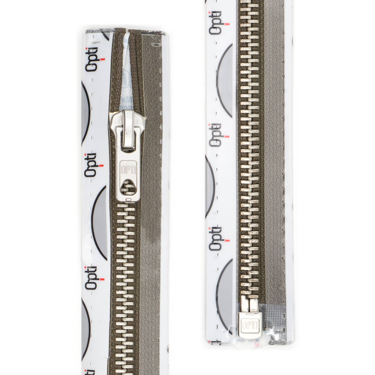 Rits deelbaar | Opti | metaal zilver M60 | 55 cm | 542 legergroen Deelbare Rits OPTI - D - M60 - ZILVER - 55 - CM - 542 - LEGERGROEN