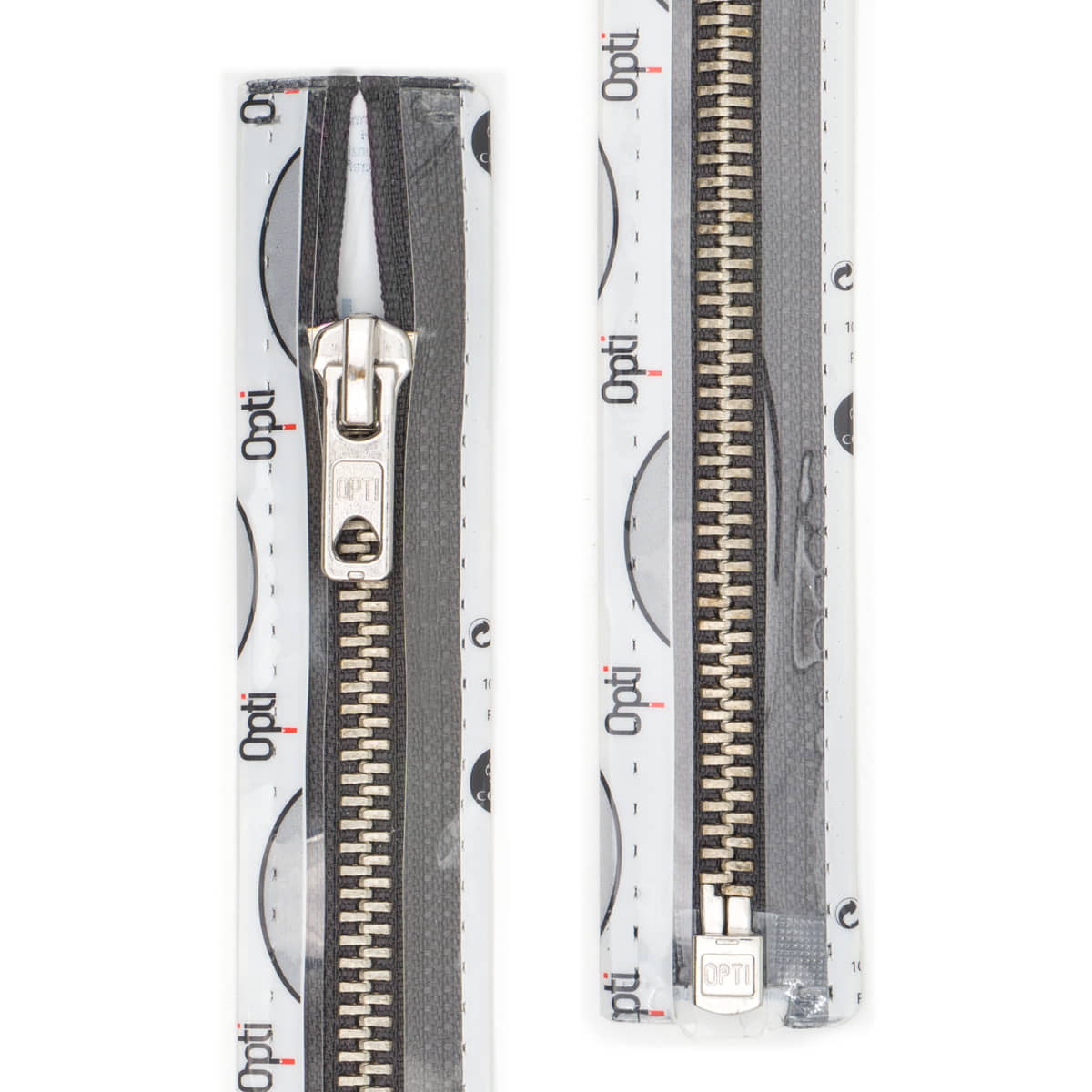 Rits deelbaar | Opti | metaal zilver M60 | 60 cm | 001 antraciet Deelbare Rits OPTI - D - M60 - ZILVER - 60 - CM - 001 - ANTRACIET