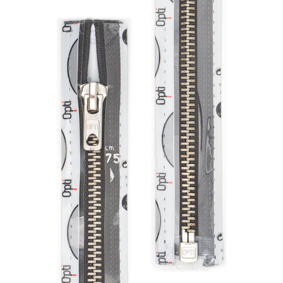 Rits deelbaar | Opti | metaal zilver M60 | 75 cm | 001 antraciet Rits OPTI-D-M60-ZILVER-75-CM-001-ANTRACIET - Fourniturenkraam.nl