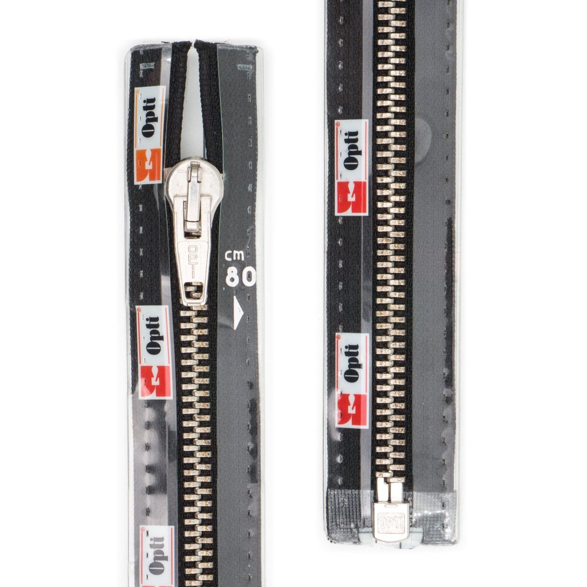 Rits deelbaar | Opti | metaal zilver M60 | 80 cm | 000 zwart Deelbare Rits OPTI - D - M60 - ZILVER - 80 - CM - 000 - ZWART 4008003680003