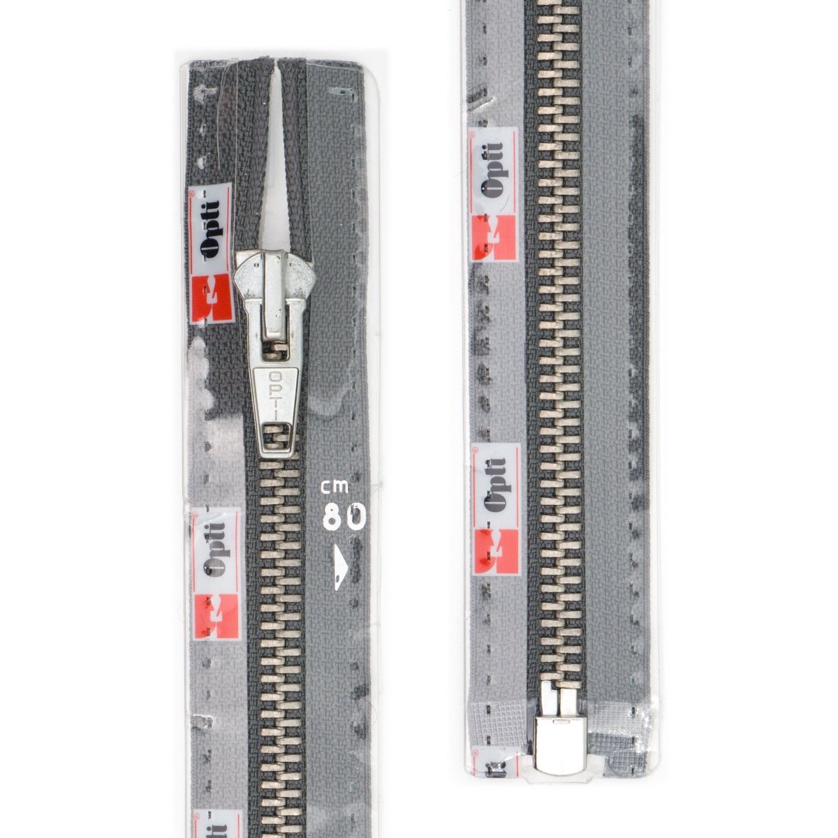 Rits deelbaar | Opti | metaal zilver M60 | 80 cm | 002 grijs Deelbare Rits OPTI - D - M60 - ZILVER - 80 - CM - 002 - GRIJS