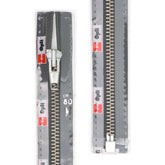 Rits deelbaar | Opti | metaal zilver M60 | 80 cm | 002 grijs Deelbare Rits OPTI - D - M60 - ZILVER - 80 - CM - 002 - GRIJS