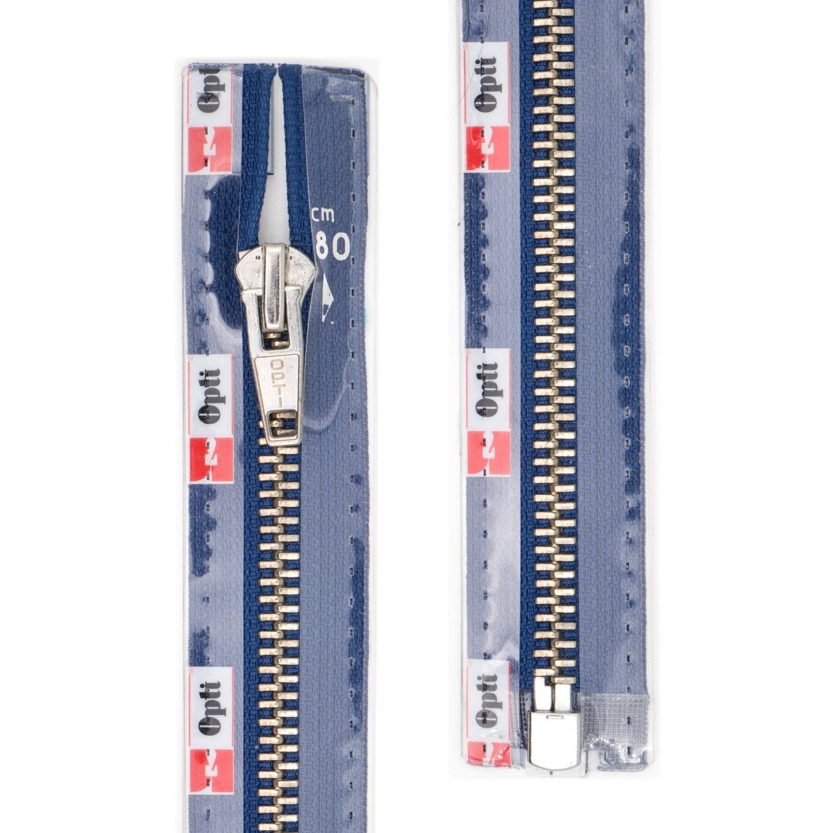Rits deelbaar | Opti | metaal zilver M60 | 80 cm | 223 blauw Deelbare Rits OPTI - D - M60 - ZILVER - 80 - CM - 223 - BLAUW