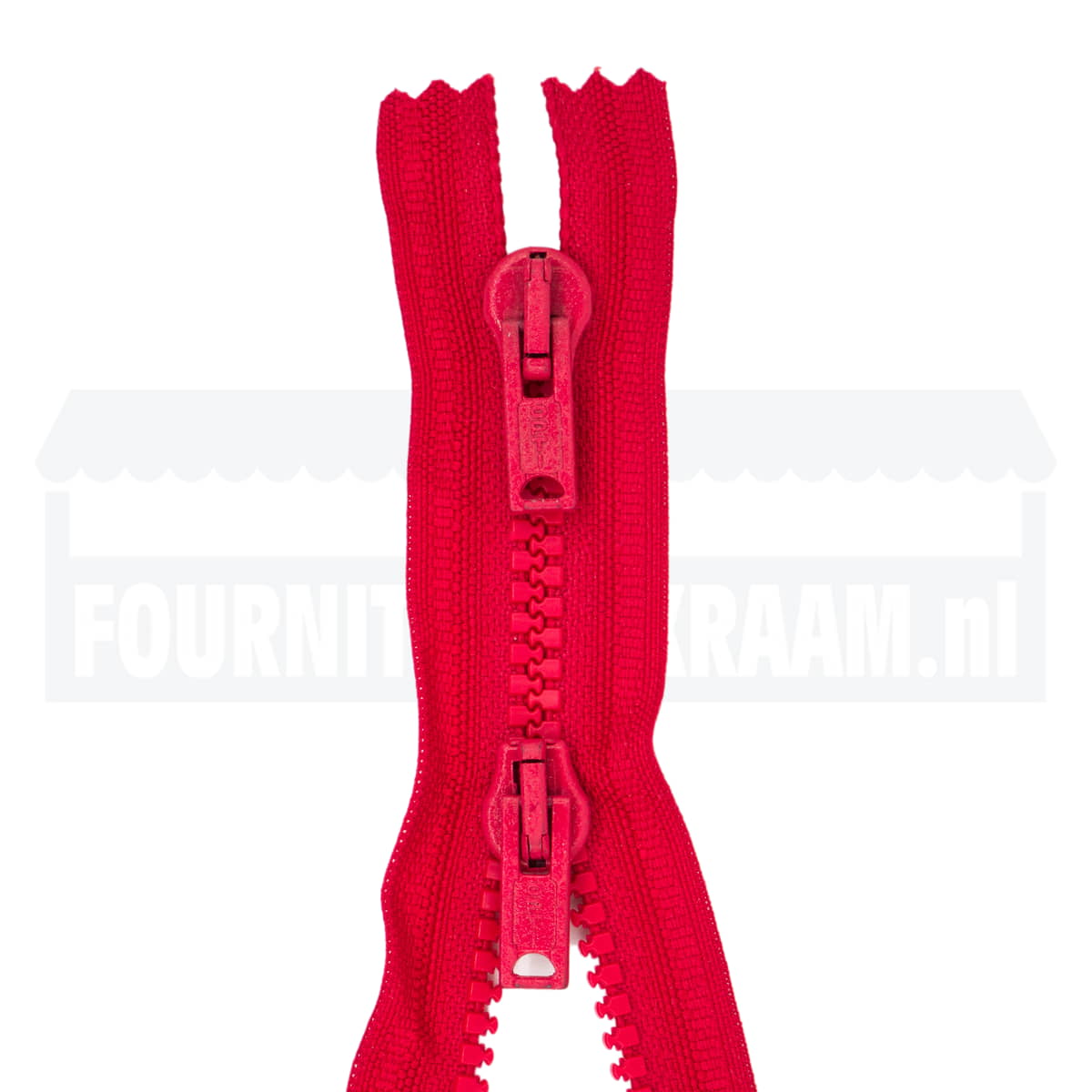 Rits dubbel deelbaar | Opti | plastic P60 | 50 cm | 722 rood Dubbel Deelbare Rits OPTI - DD - P60 - 50 - CM - 722 - ROOD