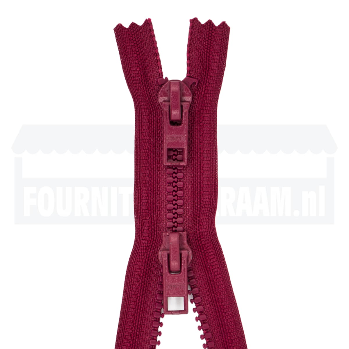 Rits dubbel deelbaar | Opti | plastic P60 | 50 cm | 750 bordeaux Dubbel Deelbare Rits OPTI - DD - P60 - 50CM - 750 - ROOD