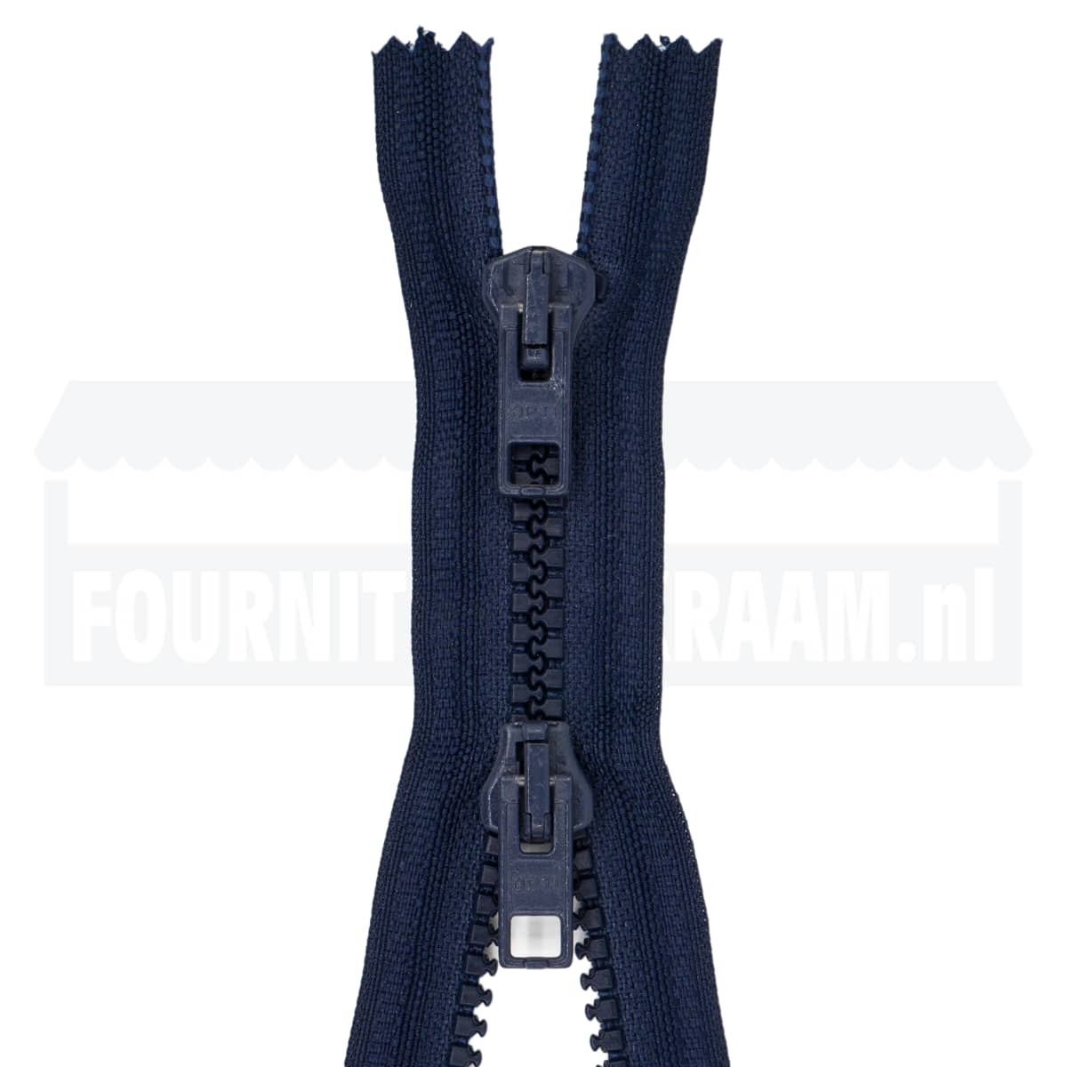Rits dubbel deelbaar | Opti | plastic P60 | 60 cm | 210 donkerblauw Dubbel Deelbare Rits OPTI - DD - P60 - 60 - CM - 210 - DONKERBLAUW